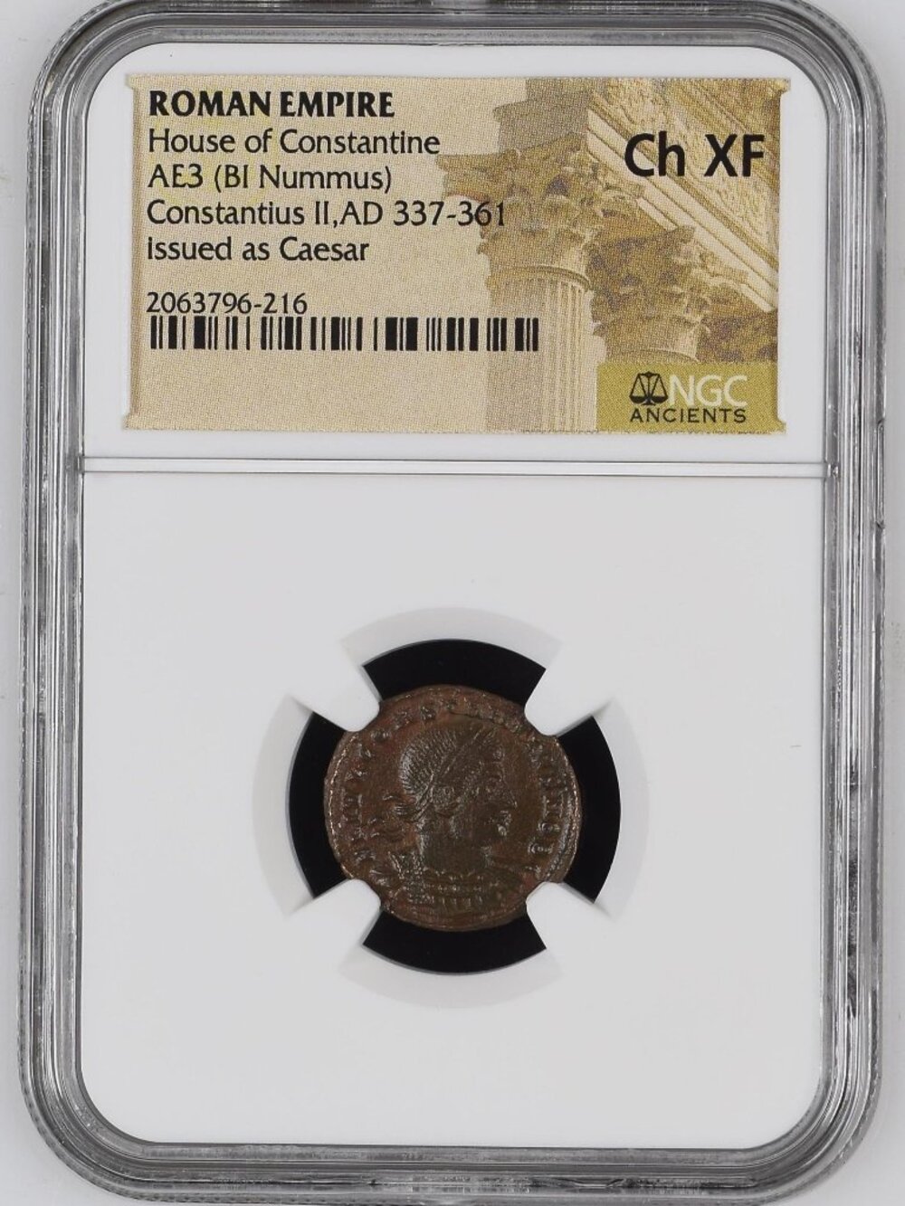 Constantius II AE3 BI Nummus AD 337-361 NGC Ch XF Ancient Roman Coin